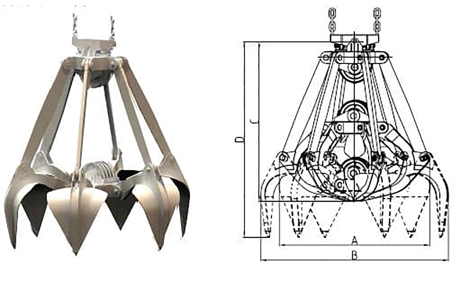 四绳抓斗的结构简图